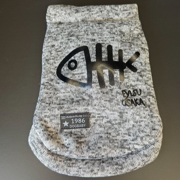 Dogbaby Gray Sweater With Fishbone Print For Dogs/Cats - Picture 1 of 9